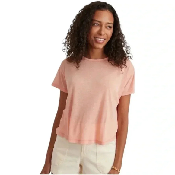 MARINE LAYER | NWT Hemp Cotton Oversized Tee Shirt | Orange Short Sleeve Top XS - Picture 8 of 8